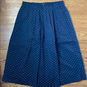 JCrew Navy Dot Midi Skirt